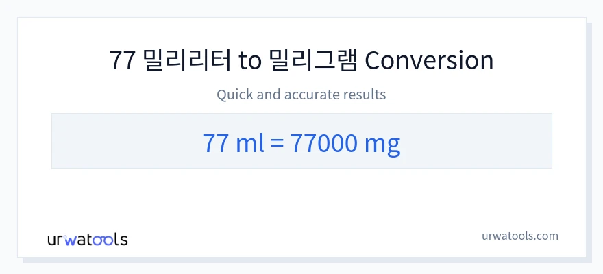 77 밀리리터에서 밀리그램으로의 변환