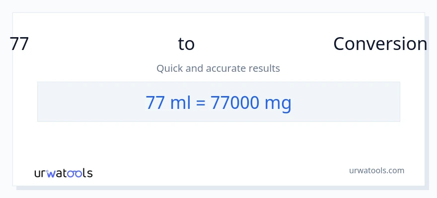 77 மில்லிலிட்டர்கள் இலிருந்து மில்லிகிராம்கள் வரை மாற்றம்