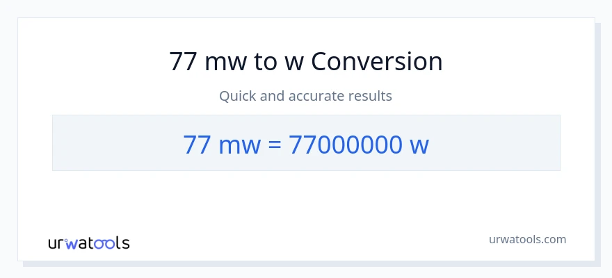 Conversió de 77 megawatts a watts