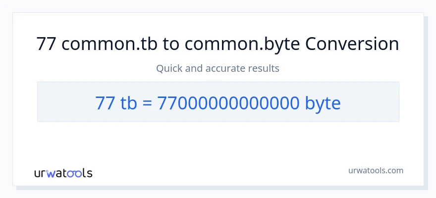 77 Terabytes patungong Bytes na conversion