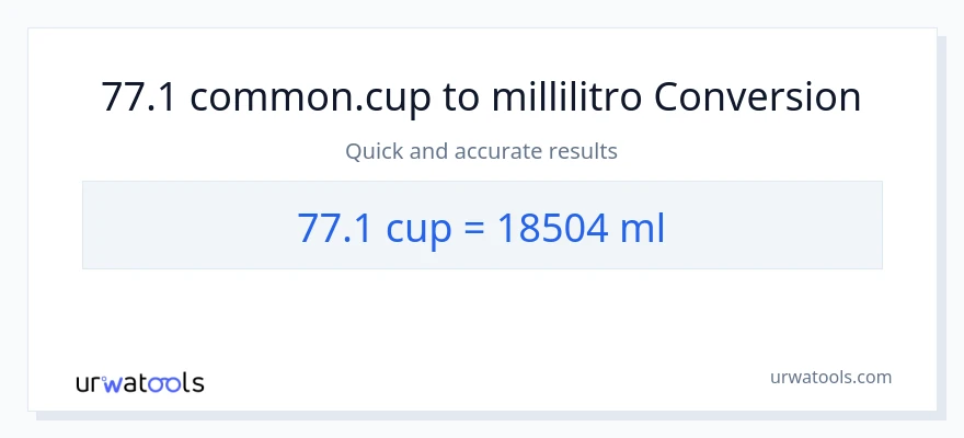 Conversione da 77.1 tazze a millilitri