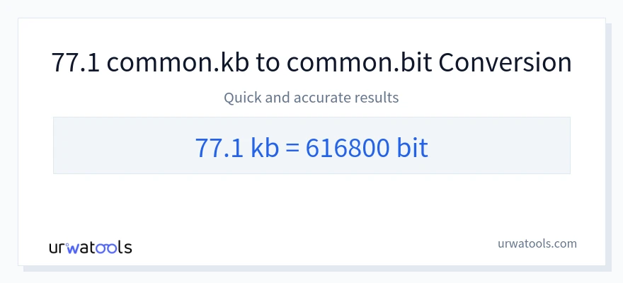 77.1 Kilobytes 到 Bits 轉換