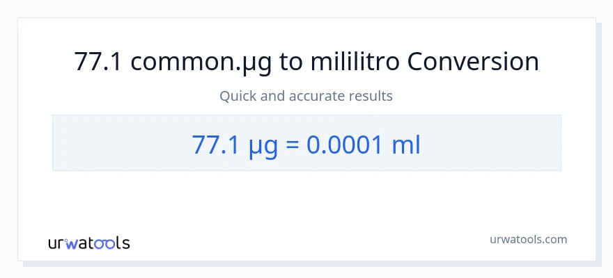 77.1 mga mikrogramo patungong mga mililitro na conversion