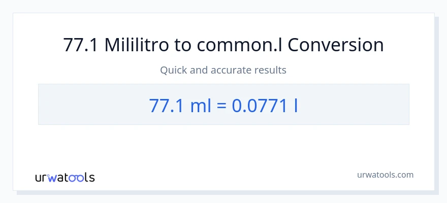 77.1 mga mililitro patungong Liters na conversion