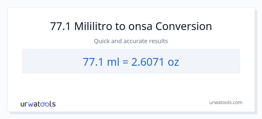 77.1 mga mililitro patungong Mga onsa na conversion