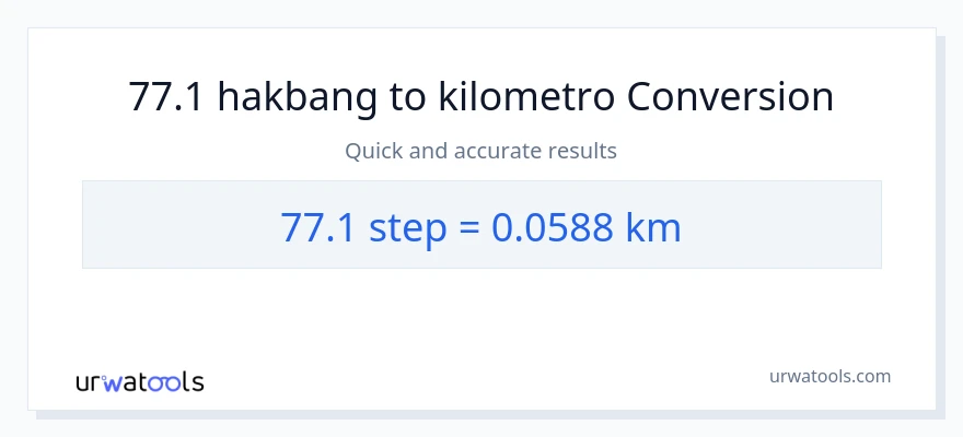 77.1 mga hakbang patungong Kilometro na conversion