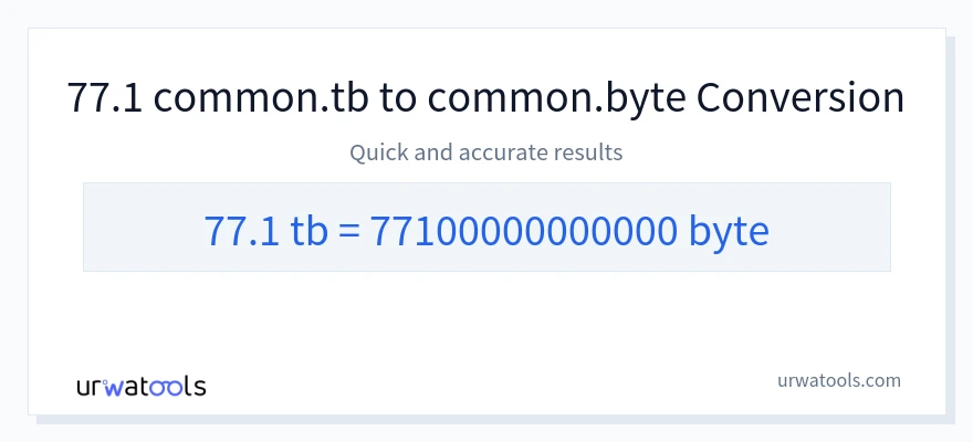 77.1 Terabytes 到 Bytes 轉換