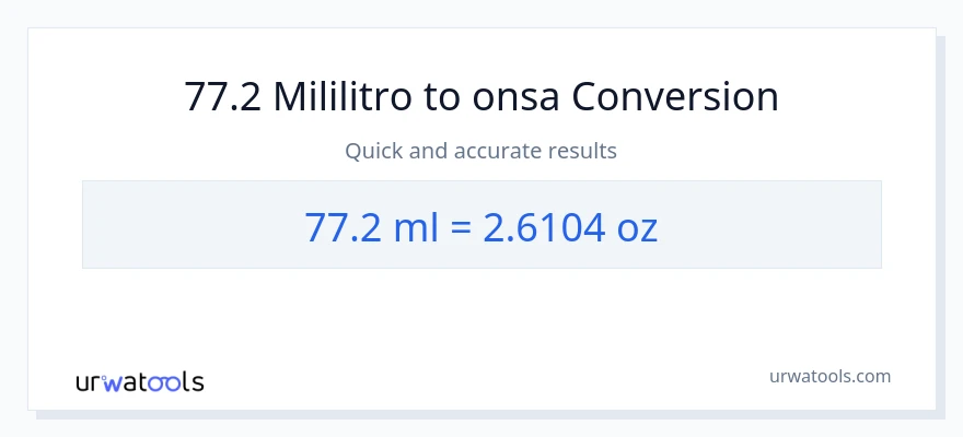 77.2 mga mililitro patungong Mga onsa na conversion