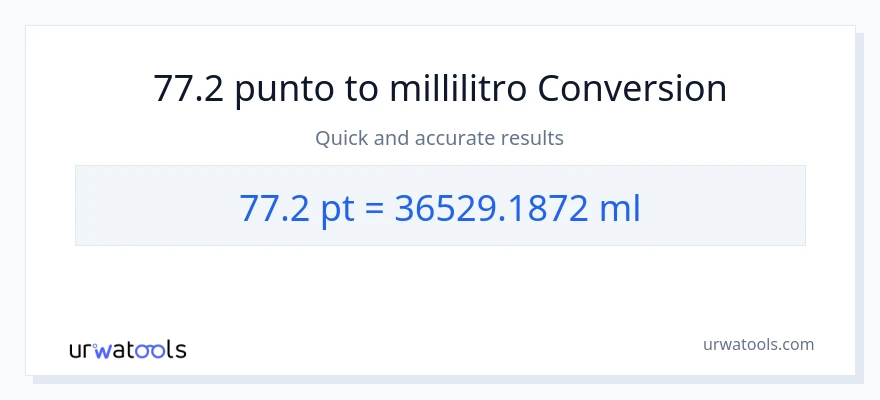Conversione da 77.2 Pints a millilitri