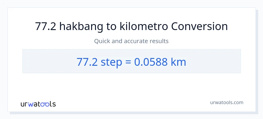 77.2 mga hakbang patungong Kilometro na conversion