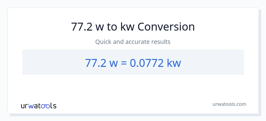 77.2 watts patungong kilowatts na conversion