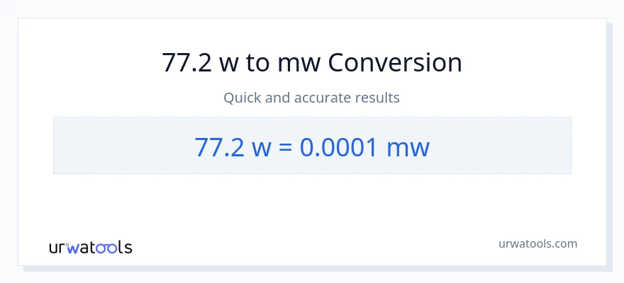 Conversió de 77.2 watts a megawatts