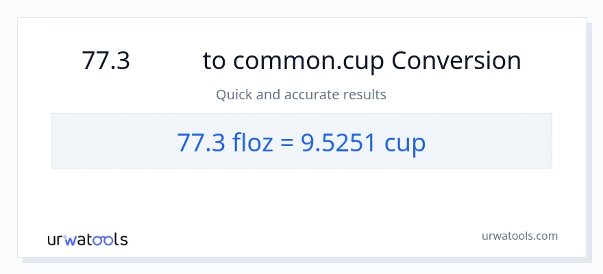 การแปลง 77.3 ออนซ์ของเหลว เป็น ถ้วย