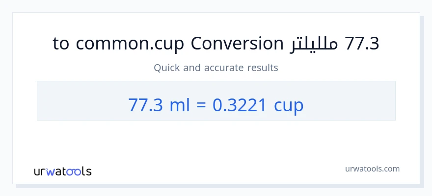 التحويل من 77.3 ملليلتر إلى أكواب