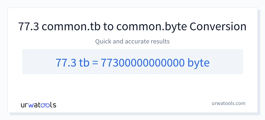 77.3 Terabytes 到 Bytes 轉換