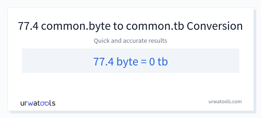 77.4 Bytes 到 Terabytes 轉換