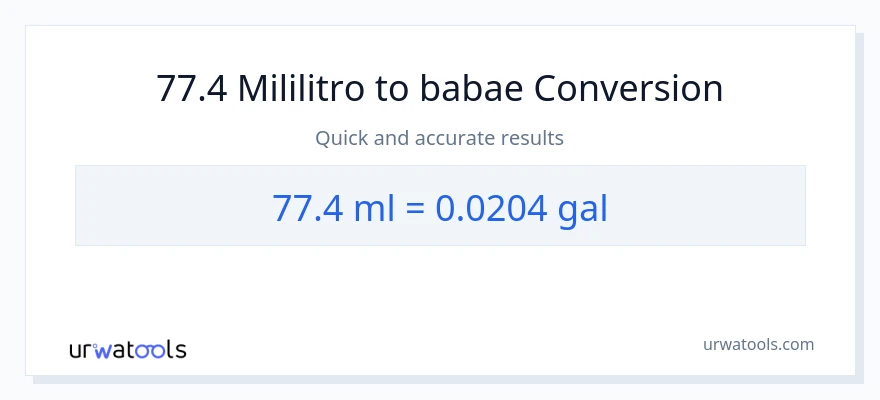 77.4 mga mililitro patungong Mga galon na conversion