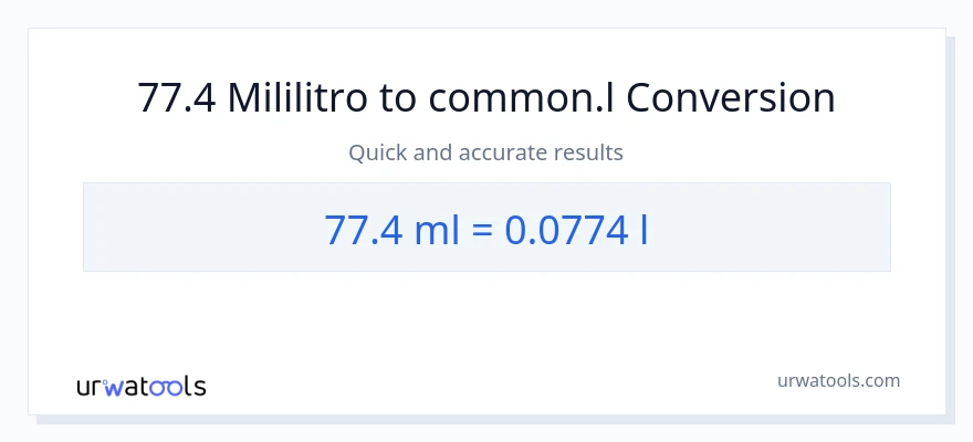 77.4 mga mililitro patungong Liters na conversion