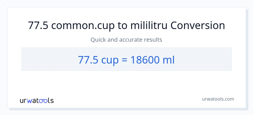 Conversie 77.5 cupe la mililitri