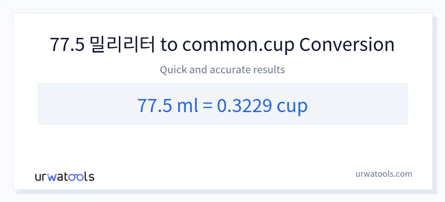 77.5 밀리리터에서 컵으로의 변환