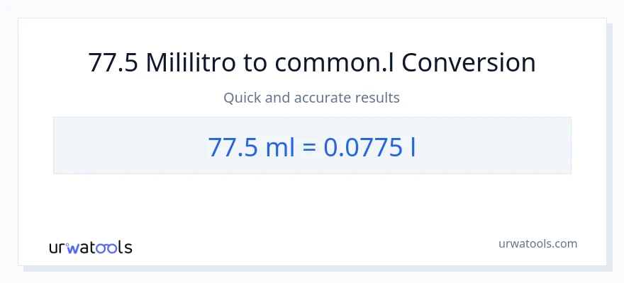 77.5 mga mililitro patungong Liters na conversion