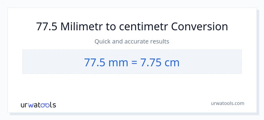 Konverze z milimetry na Centimetry: 77.5