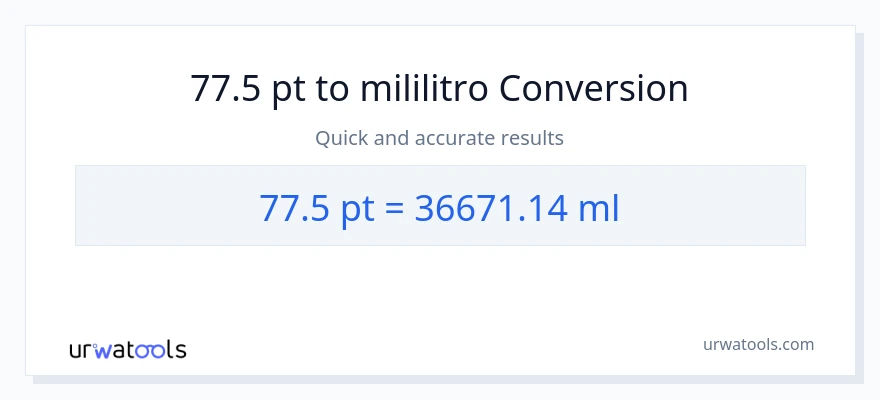 77.5 Pints patungong mga mililitro na conversion