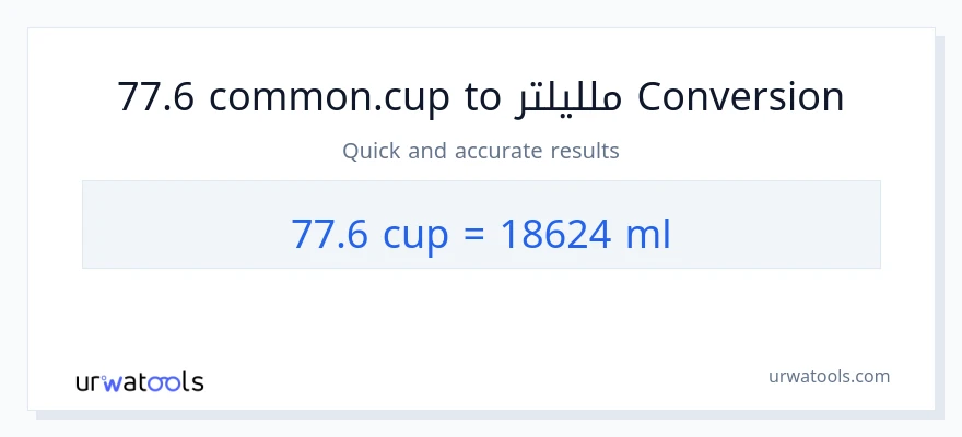 التحويل من 77.6 أكواب إلى ملليلتر