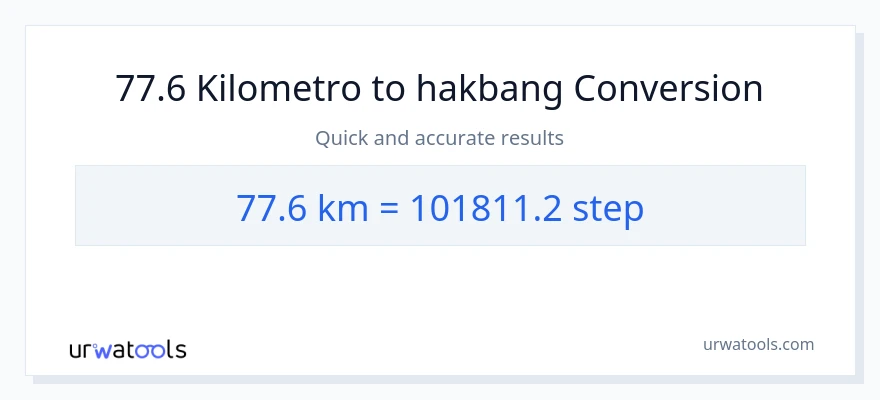 77.6 Kilometro patungong mga hakbang na conversion
