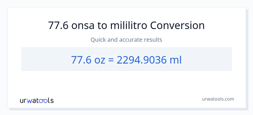 77.6 Mga onsa patungong mga mililitro na conversion