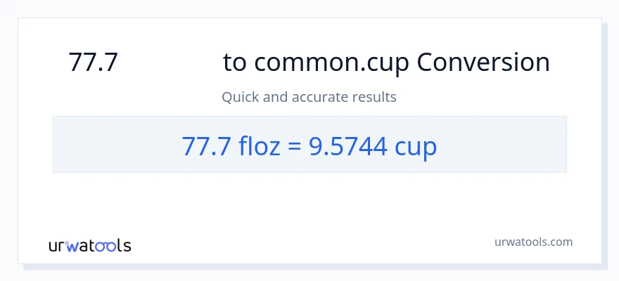 77.7 ദ്രാവക ഔൺസ് ൽ നിന്ന് കപ്പുകൾ ലേക്ക് പരിവർത്തനം
