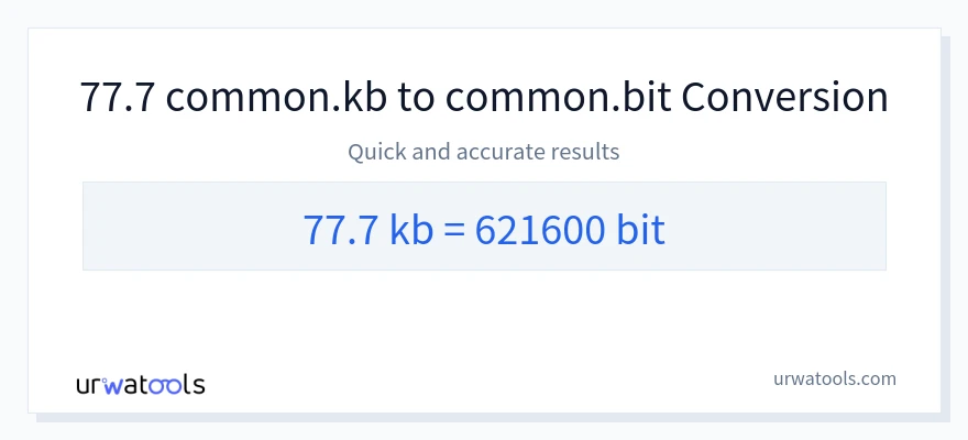 77.7 Kilobytes 到 Bits 轉換