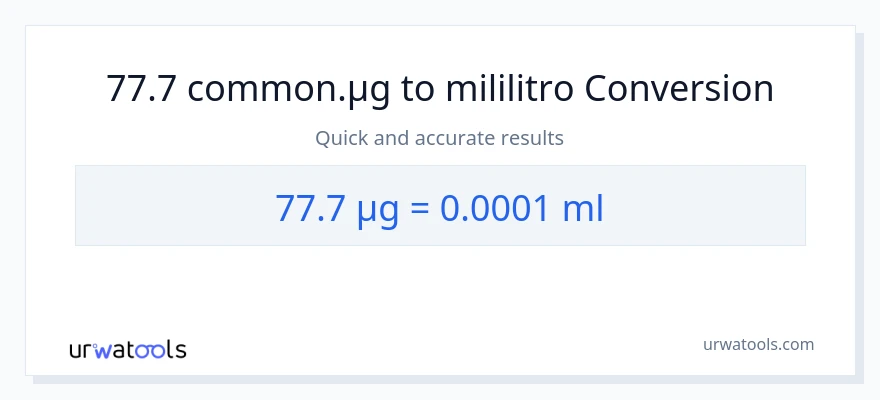 77.7 mga mikrogramo patungong mga mililitro na conversion