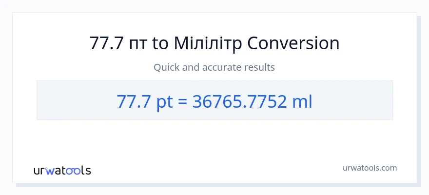 Конверсія з Pints у мілілітри: 77.7