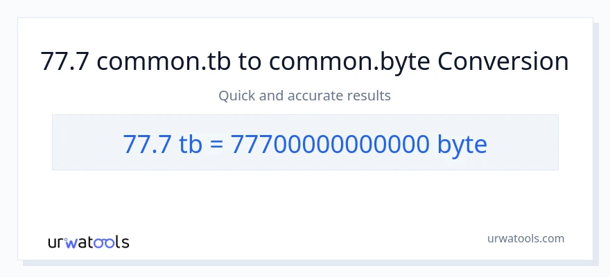77.7 Terabytes patungong Bytes na conversion