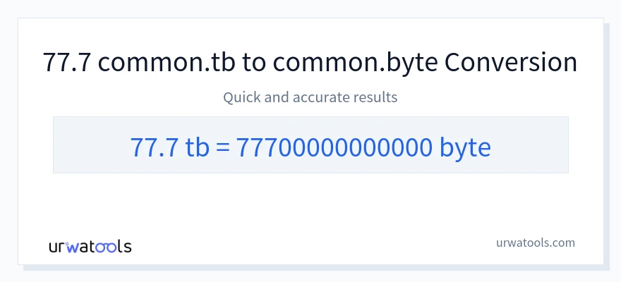77.7 Terabytes 到 Bytes 轉換