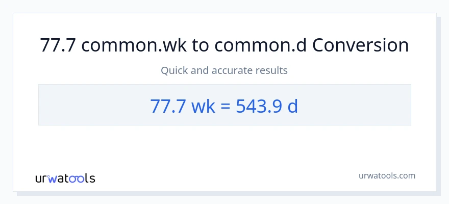 77.7 Mga Linggo patungong Mga Araw na conversion