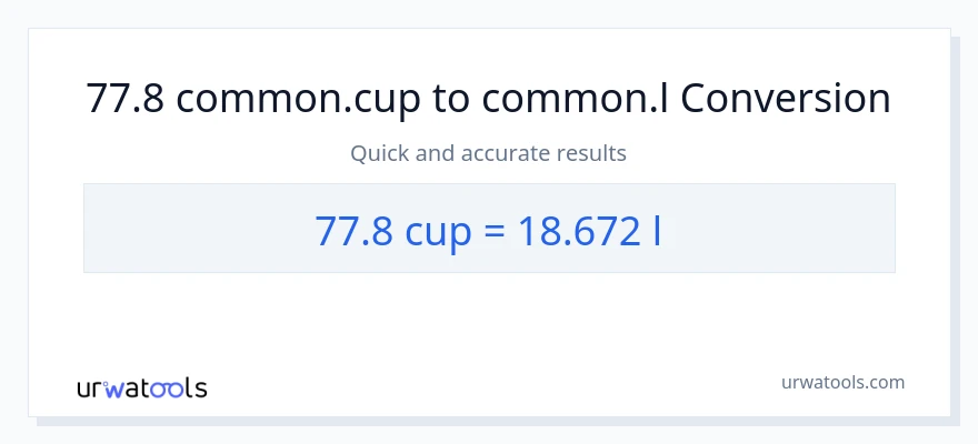 การแปลง 77.8 ถ้วย เป็น Liters