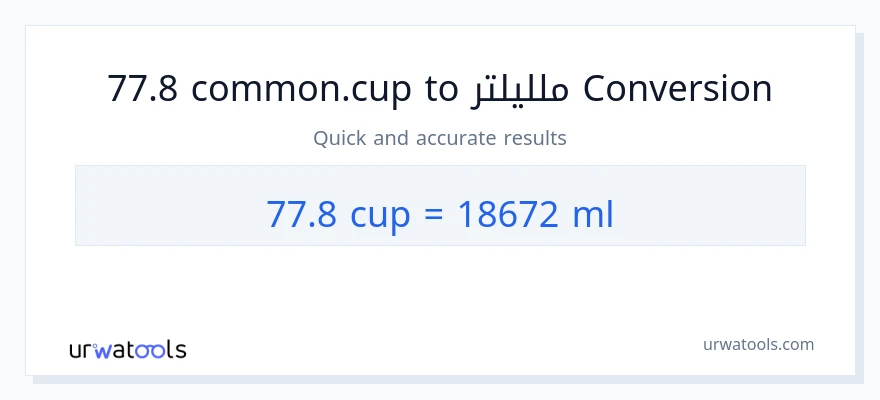التحويل من 77.8 أكواب إلى ملليلتر