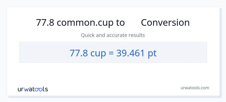 การแปลง 77.8 ถ้วย เป็น Pints