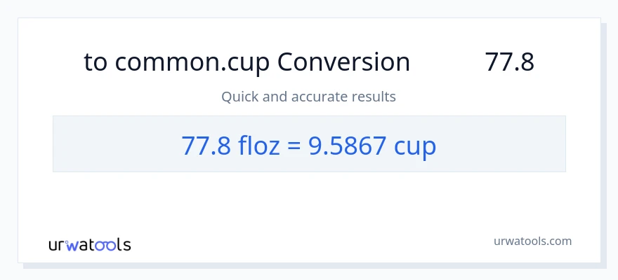 تبدیل 77.8 اونس مایع به فنجان‌ها