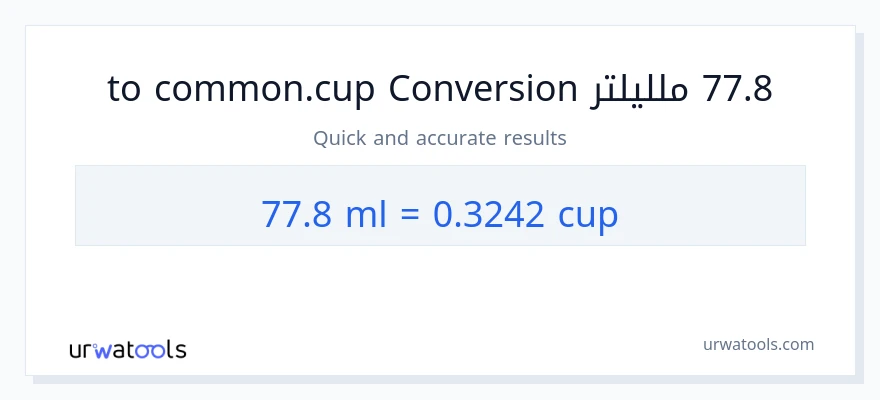 التحويل من 77.8 ملليلتر إلى أكواب