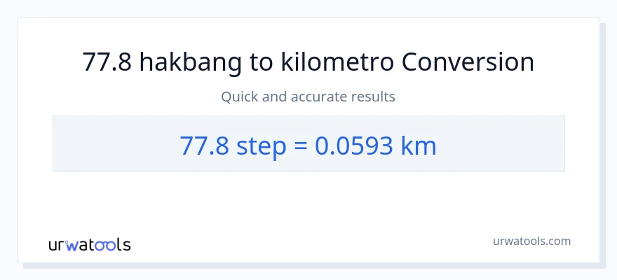 77.8 mga hakbang patungong Kilometro na conversion