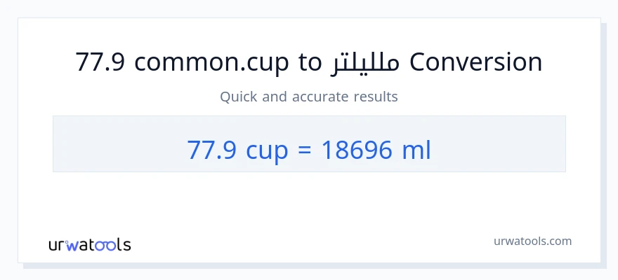 التحويل من 77.9 أكواب إلى ملليلتر