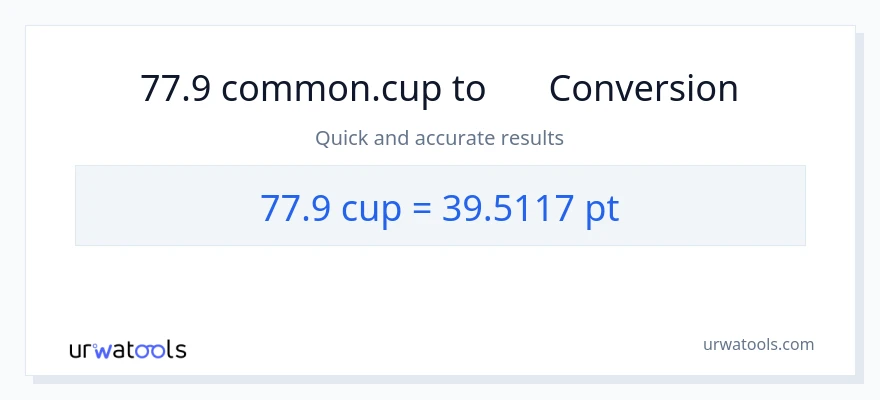 การแปลง 77.9 ถ้วย เป็น Pints