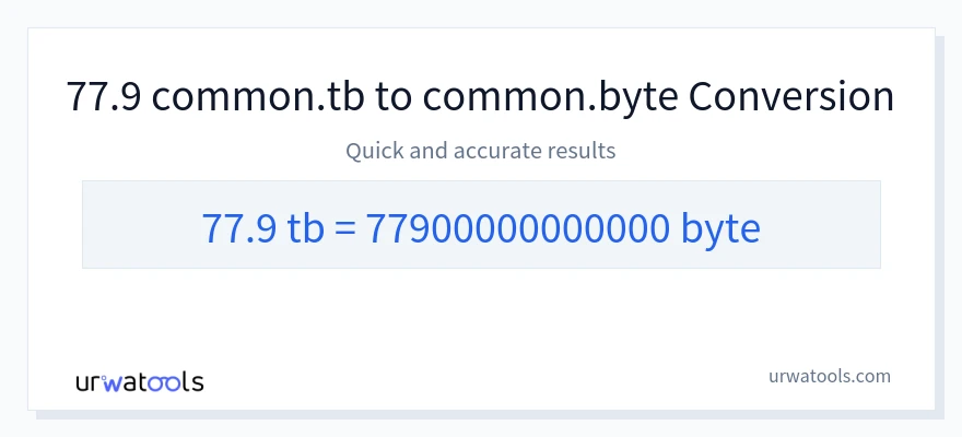 77.9 Terabytes 到 Bytes 轉換