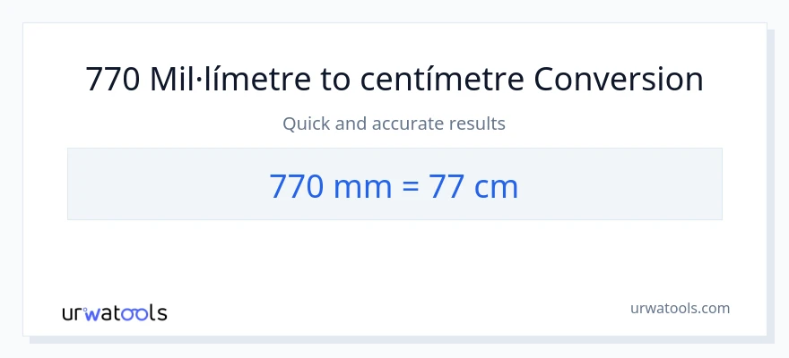 Conversió de 770 mil·límetres a Centímetres