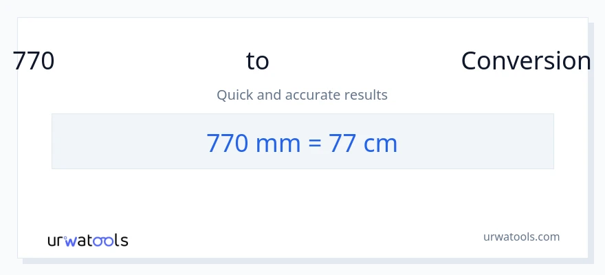 770 മില്ലിമീറ്റർ ൽ നിന്ന് സെന്റീമീറ്ററുകൾ ലേക്ക് പരിവർത്തനം
