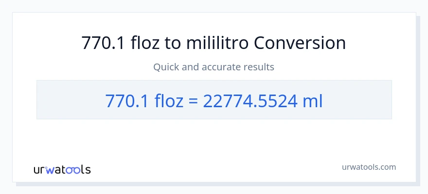 770.1 mga onsa ng likido patungong mga mililitro na conversion
