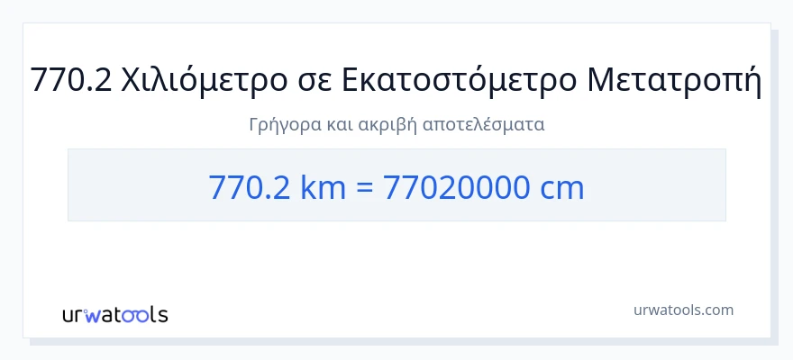 Μετατροπή 770.2 χιλιόμετρα σε Εκατοστά